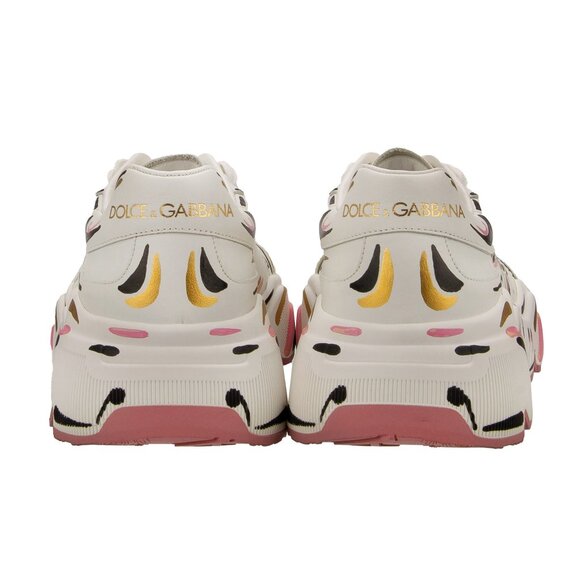 Dolce & Gabbana - Hand Painted Woman Leather Sneaker DAYMASTER White Pink 38 US - Picture 5 of 5